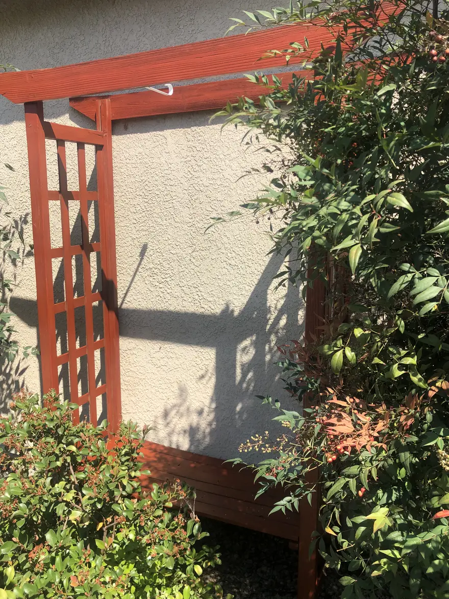 Exterior wood arbor stained and sealed, exterior wood finishing, Bakersfield